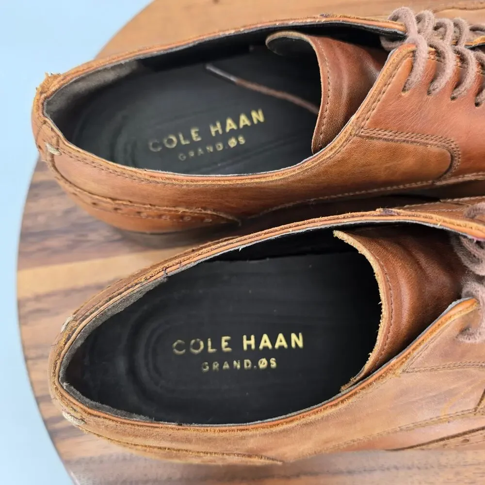 Cole Haan Oxfords Mens 9.5 M Brown Leather Grand OS Jay Wingtip Dress Shoes